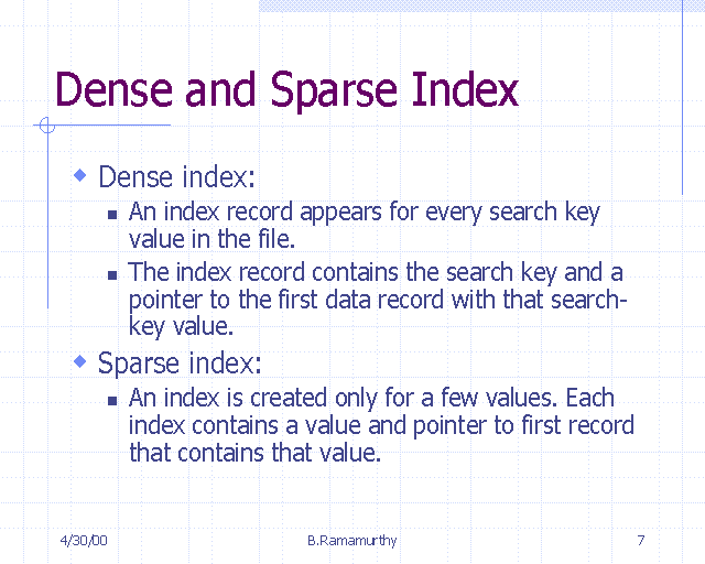 Dense vs Sparse Index
